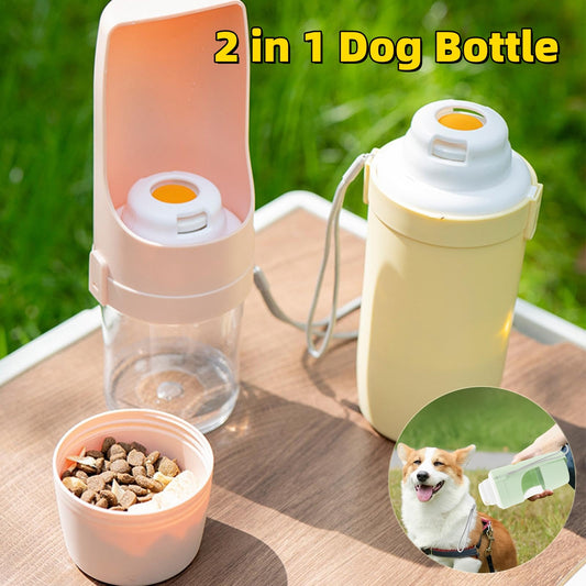 2 In 1 Travel Dog Water Bottle Pet Water Dispenser Feeder Drinking Feeder Dog Outing Water Feeder Pets Outdoor Portable Cup Pet Products - KeMalls