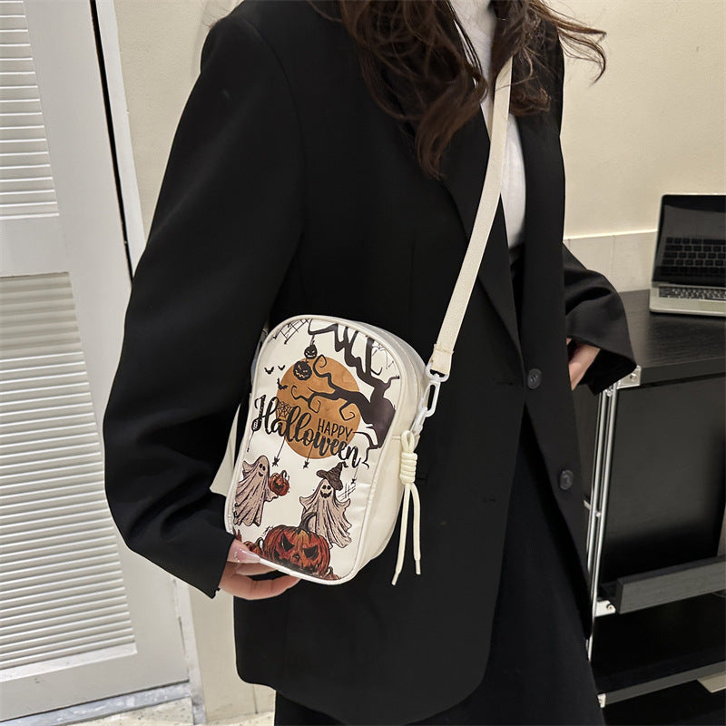 Funny Phone Bag Halloween Dark Crossbody Bag Halloween Pumpkin Printed Cartoon Shoulder Bags Creative Female Handbag - KeMalls