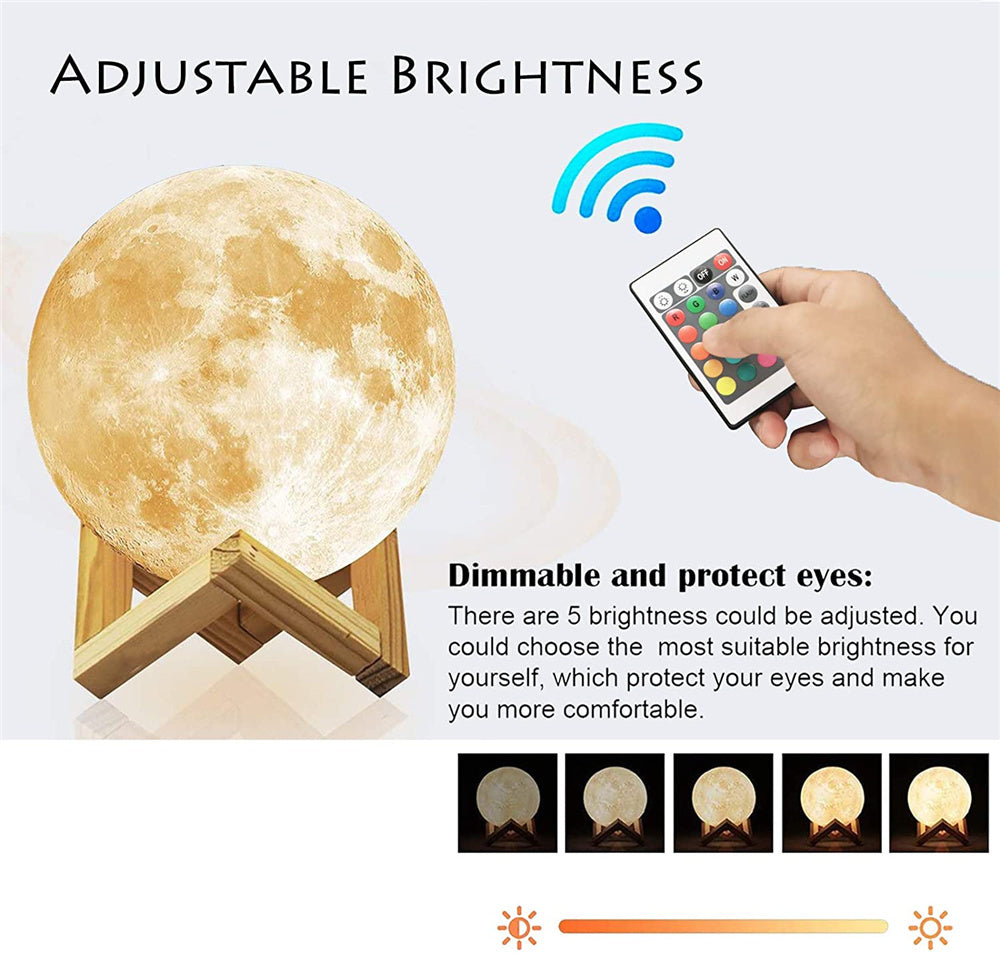 LED Night Lights Moon Lamp 3D Print Moonlight Timeable Dimmable Rechargeable Bedside Table Desk Lamp Children's Leds Night Light - KeMalls