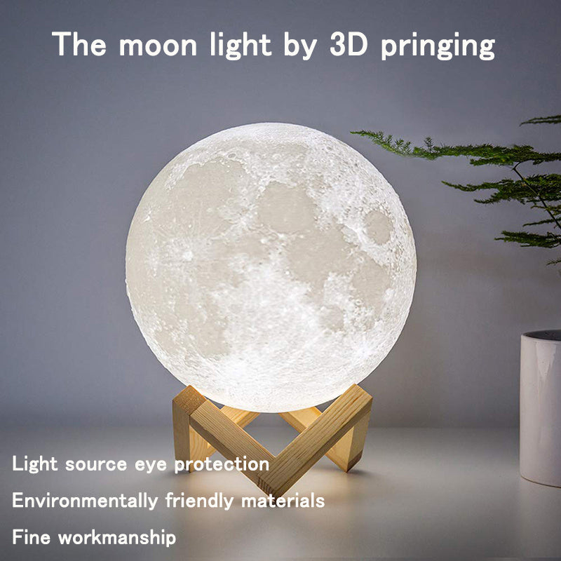 LED Night Lights Moon Lamp 3D Print Moonlight Timeable Dimmable Rechargeable Bedside Table Desk Lamp Children's Leds Night Light - KeMalls