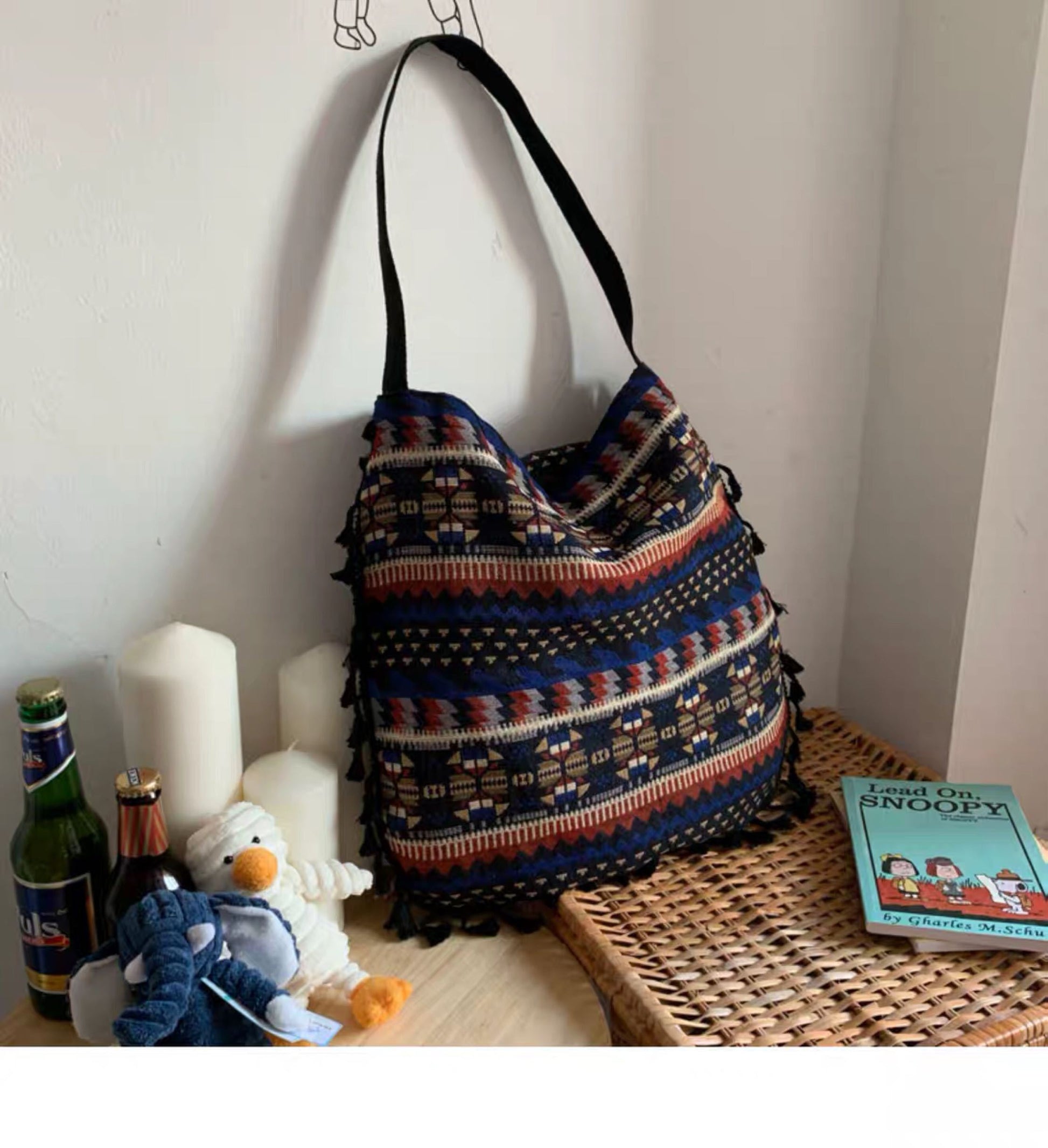 Geometric Tribal Tasselled Tote Bags - KeMalls