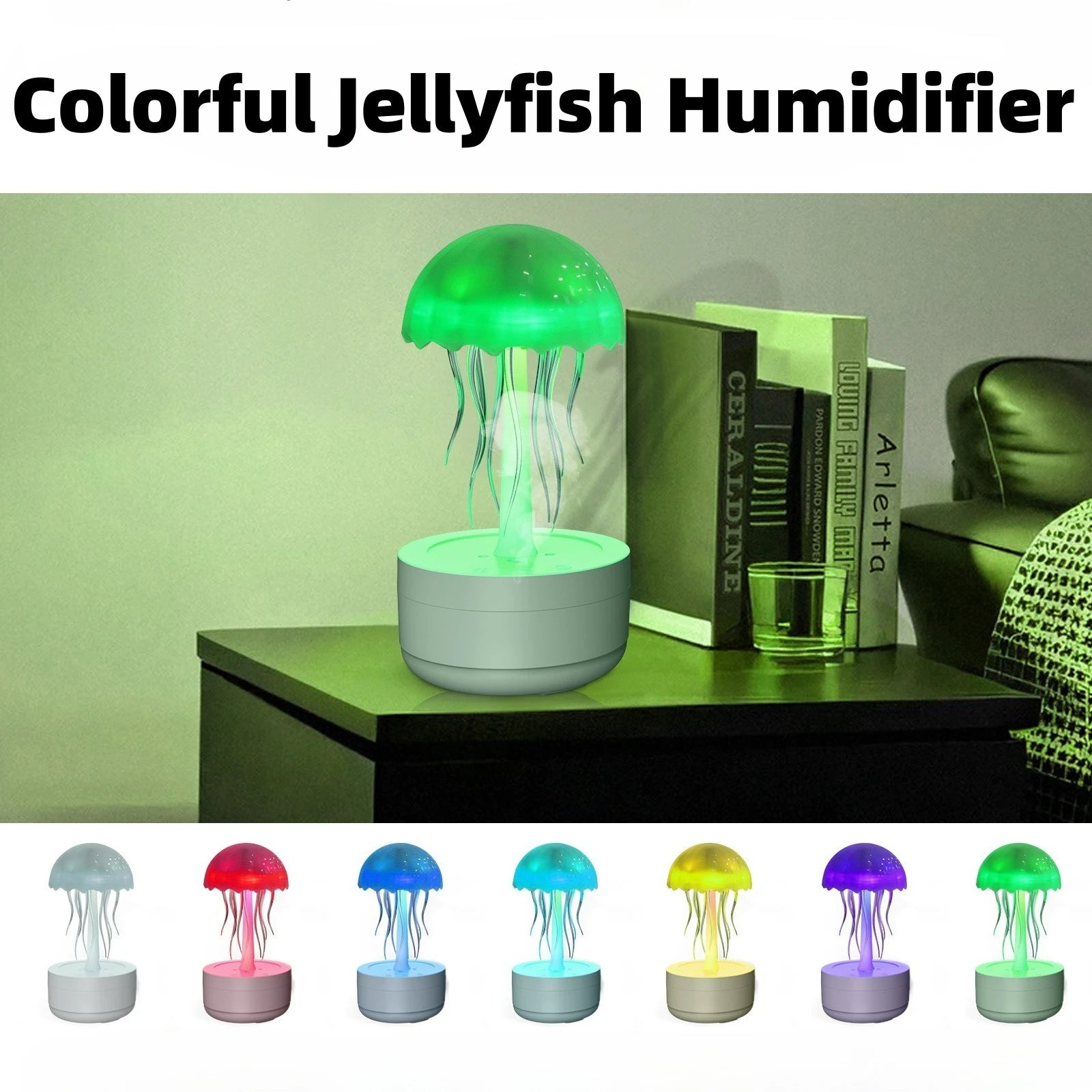 Jellyfish Humidifier Fragrance Diffuser Colorful Night Light Heavy Fog Essential Oil Diffuser Home Bedroom Office Air Humidifier - KeMalls