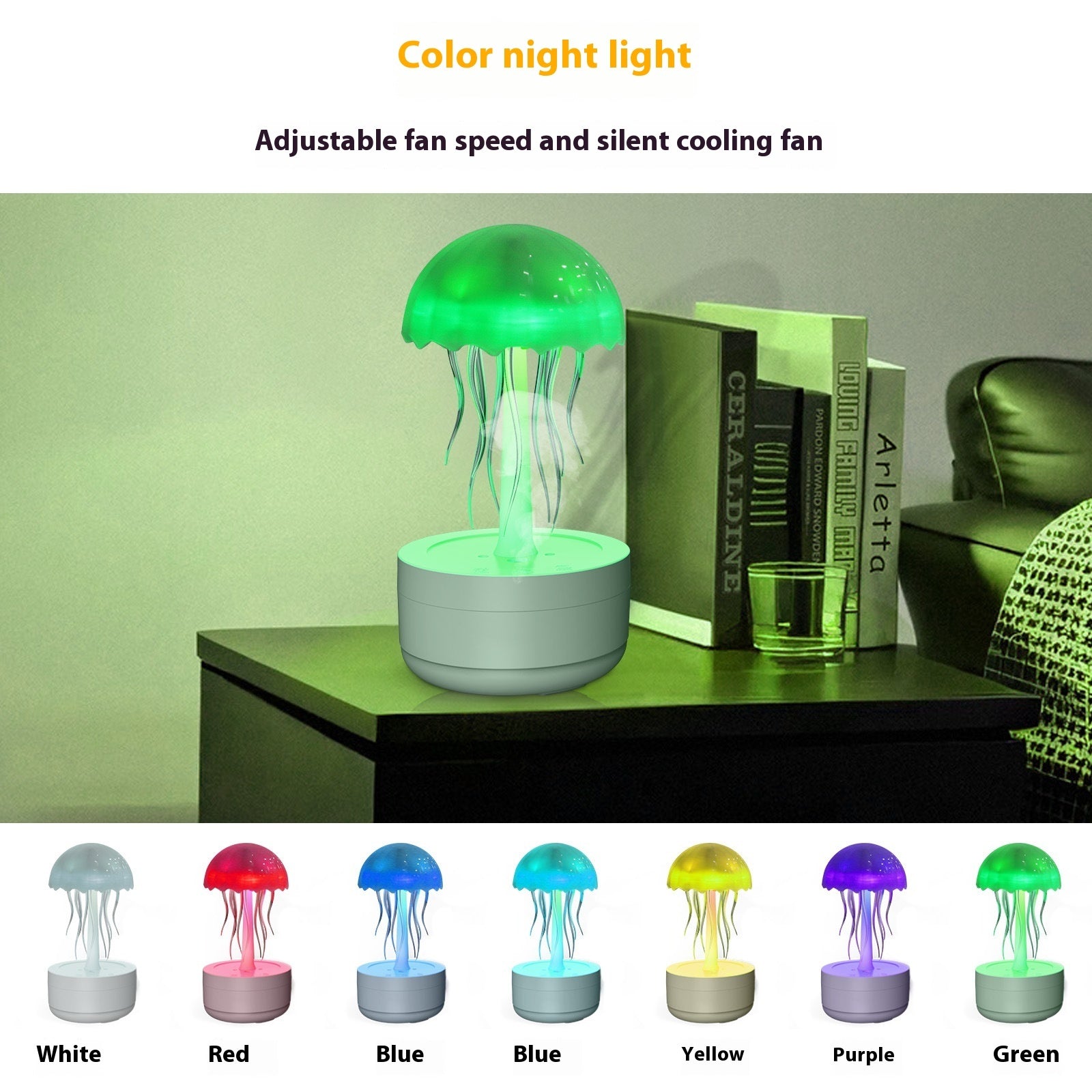 Jellyfish Humidifier Fragrance Diffuser Colorful Night Light Heavy Fog Essential Oil Diffuser Home Bedroom Office Air Humidifier - KeMalls