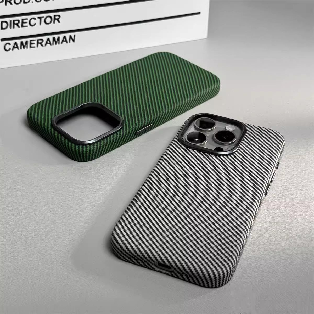 Applicable Carbon Fiber Grain Magnetic Absorbent Leather Phone Case Light Twill Protective Sleeve