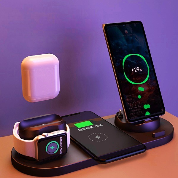 Wireless Charger For Iphone Fast Charger For Phone Fast Charging Pad For Phone Watch 6 In 1 Charging Dock Station